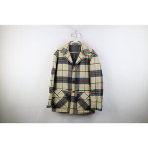 Vintage 60s 70s Pendleton Mens Large Distressed Mackinaw Wool Jacket Plaid USA